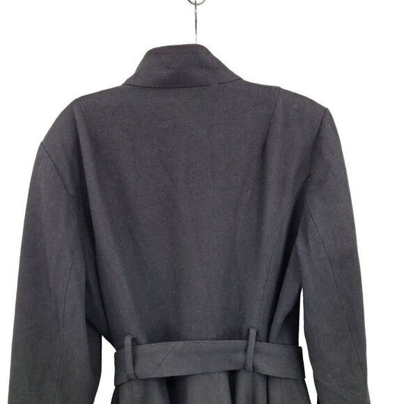 ASOS Curve Peacoat Wool Feminine Military Belted Long Black 16 Trenchcore - Picture 13 of 17